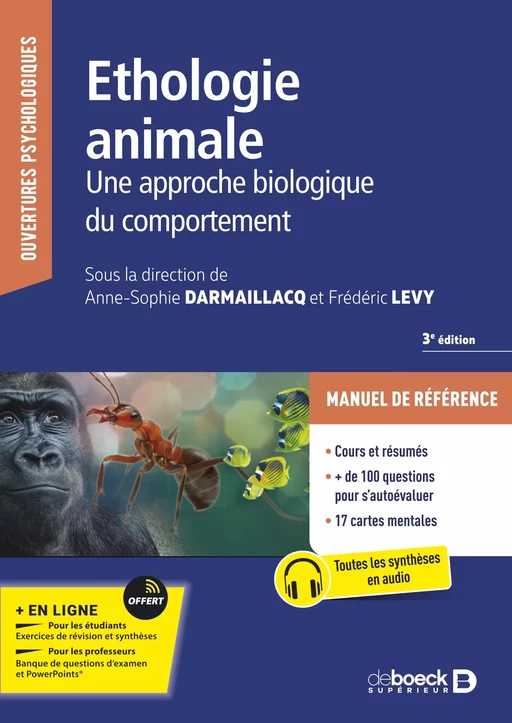 Ethologie animale -  Collectif, Anne-Sophie Darmaillacq, Frédéric Lévy - De Boeck Supérieur