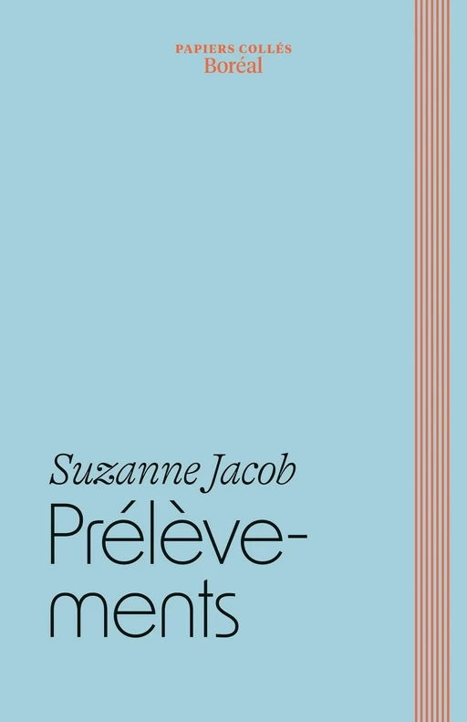 Prélèvements - Suzanne Jacob - Editions du Boréal